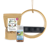 Set Futterhaus aus Bambus + Futter